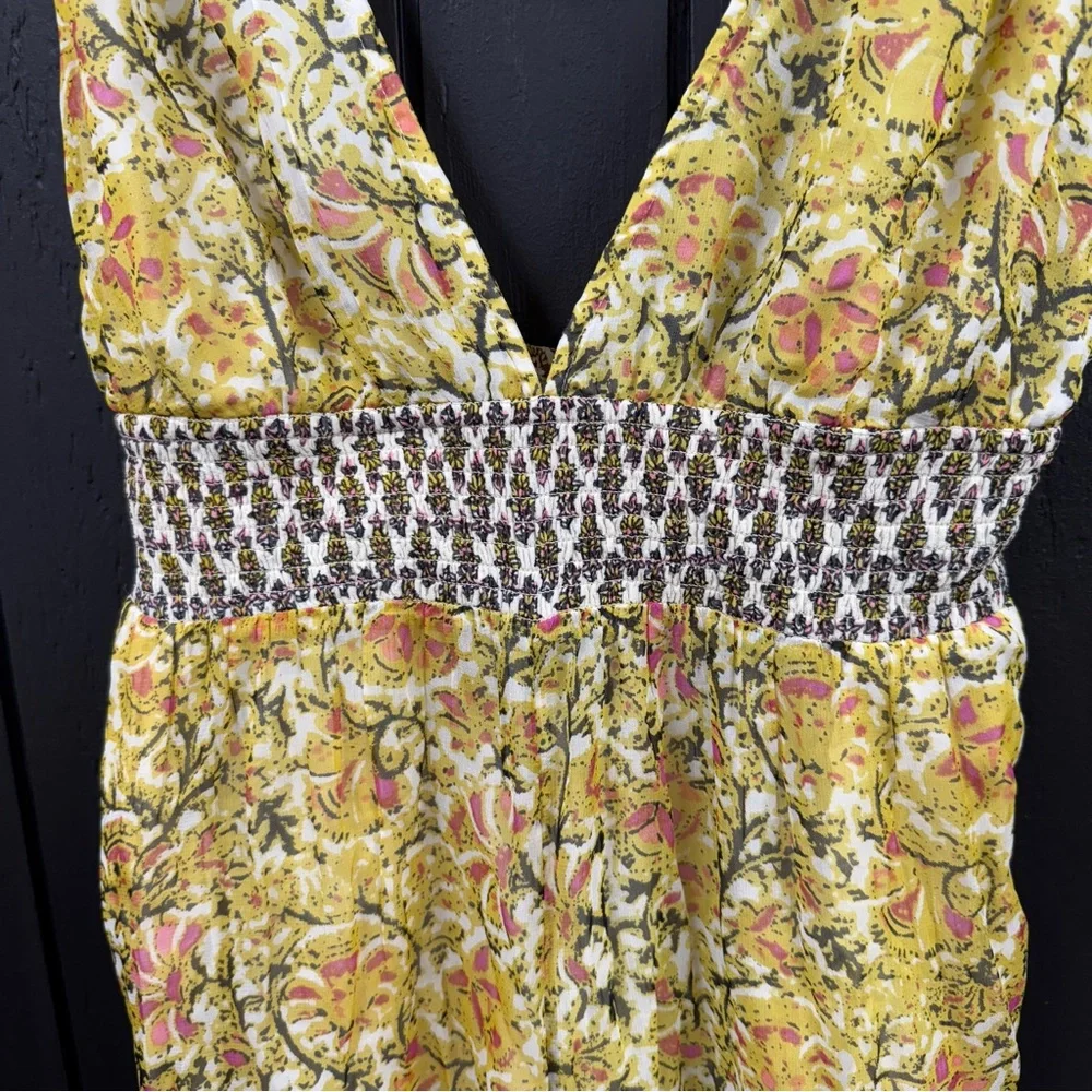Free People Maria’s Floral Yellow Jumpsuit Medium